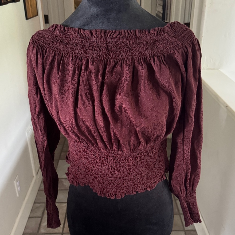 Elegant dark brown Smocked Women's Top